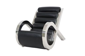 Lenestol Skinn/Stainless Art Deco Chair Onyx Black.